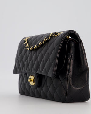 Chanel Black Medium Classic Double Flap Bag in Lambskin Leather with Gold Hardware