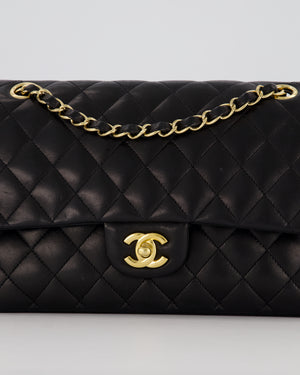 Chanel Black Medium Classic Double Flap Bag in Lambskin Leather with Gold Hardware