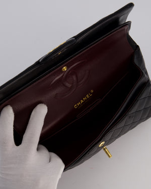 Chanel Black Medium Classic Double Flap Bag in Lambskin Leather with Gold Hardware