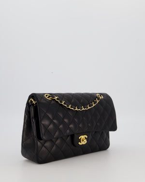 Chanel Black Medium Classic Double Flap Bag in Lambskin Leather with Gold Hardware