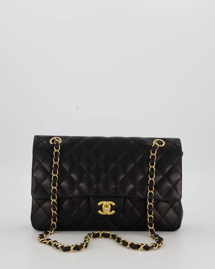 Chanel Black Medium Classic Double Flap Bag in Lambskin Leather with Gold Hardware
