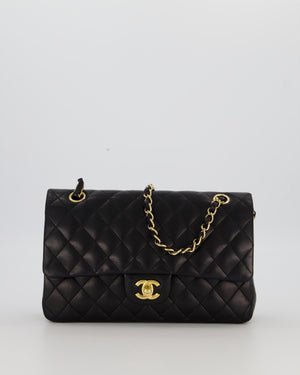 Chanel Black Medium Classic Double Flap Bag in Lambskin Leather with Gold Hardware