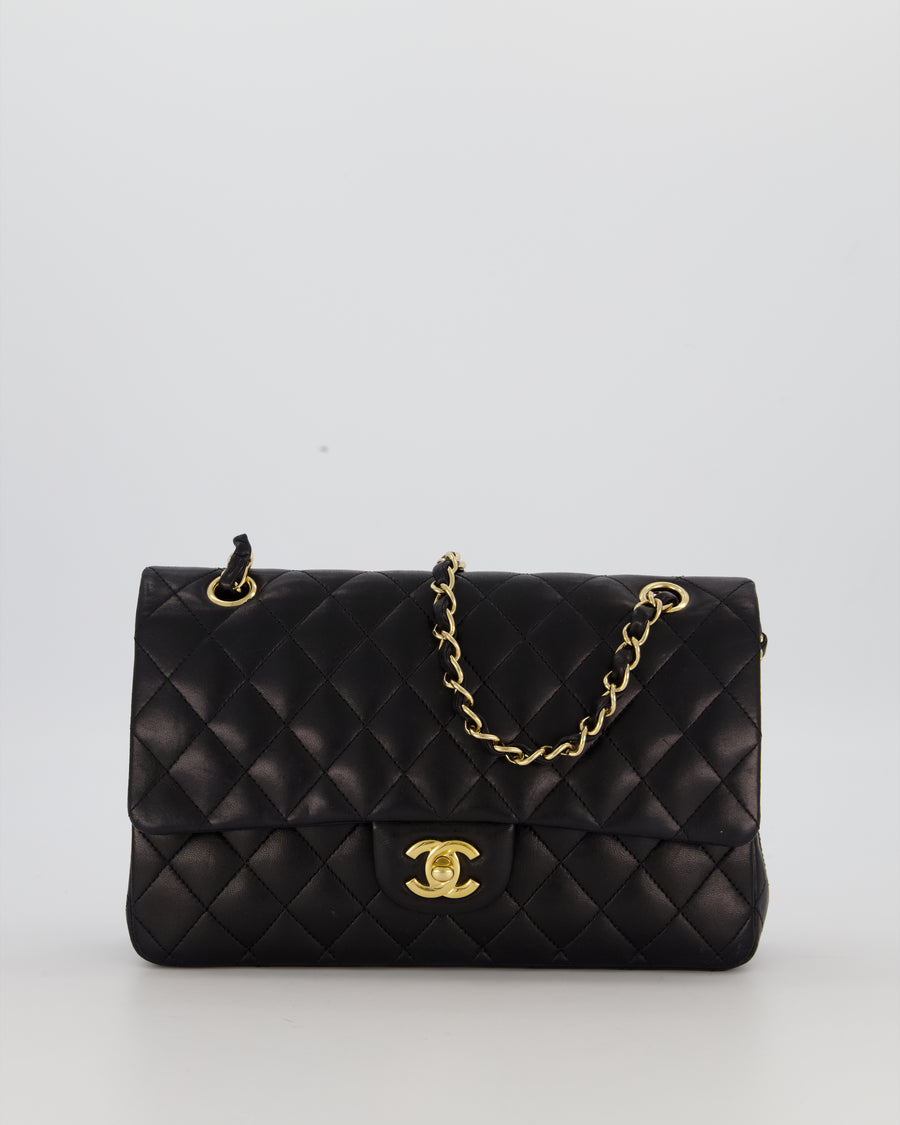 Chanel Black Medium Classic Double Flap Bag in Lambskin Leather with Gold Hardware