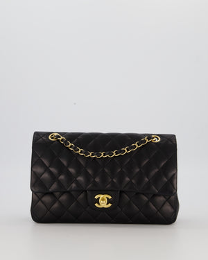 Chanel Black Medium Classic Double Flap Bag in Lambskin Leather with Gold Hardware