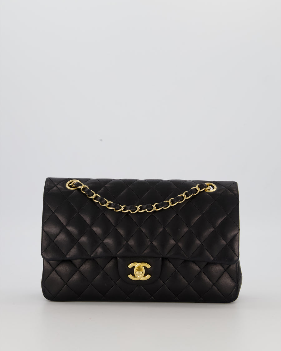 Chanel Black Medium Classic Double Flap Bag in Lambskin Leather with Gold Hardware