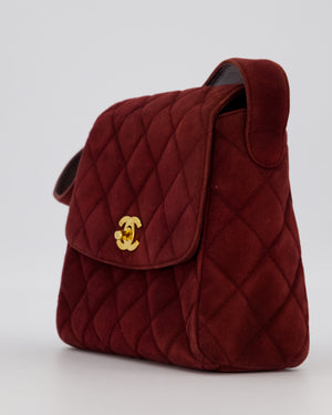 Chanel Burgundy Vintage Kelly Shopping Flap Bag in Suede Leather with 24k Gold Hardware
