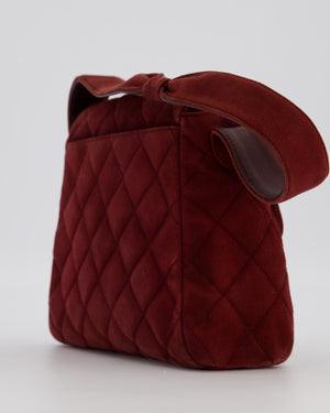 Chanel Burgundy Vintage Kelly Shopping Flap Bag in Suede Leather with 24k Gold Hardware