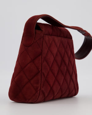 Chanel Burgundy Vintage Kelly Shopping Flap Bag in Suede Leather with 24k Gold Hardware