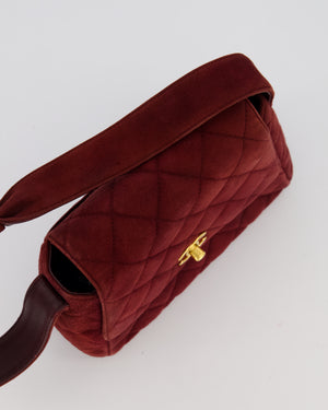 Chanel Burgundy Vintage Kelly Shopping Flap Bag in Suede Leather with 24k Gold Hardware