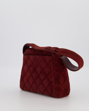Chanel Burgundy Vintage Kelly Shopping Flap Bag in Suede Leather with 24k Gold Hardware