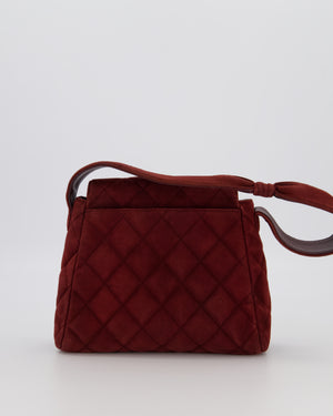 Chanel Burgundy Vintage Kelly Shopping Flap Bag in Suede Leather with 24k Gold Hardware