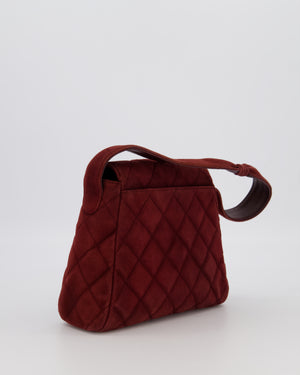 Chanel Burgundy Vintage Kelly Shopping Flap Bag in Suede Leather with 24k Gold Hardware