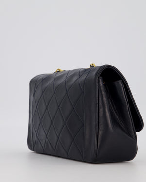 Chanel Black Vintage Small Diana Flap Bag in Lambskin Leather with 24K Gold Hardware