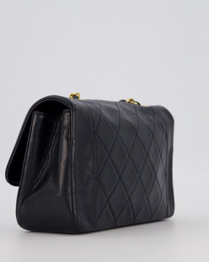 Chanel Black Vintage Small Diana Flap Bag in Lambskin Leather with 24K Gold Hardware
