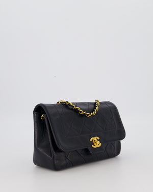 Chanel Black Vintage Small Diana Flap Bag in Lambskin Leather with 24K Gold Hardware