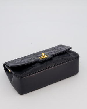 Chanel Black Vintage Small Diana Flap Bag in Lambskin Leather with 24K Gold Hardware