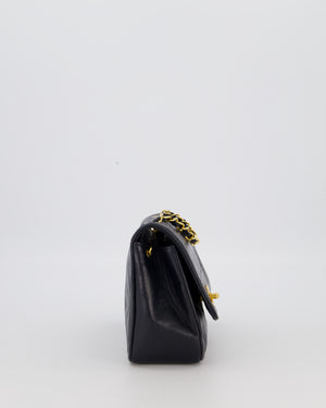 Chanel Black Vintage Small Diana Flap Bag in Lambskin Leather with 24K Gold Hardware