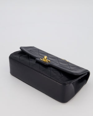 Chanel Black Vintage Small Diana Flap Bag in Lambskin Leather with 24K Gold Hardware
