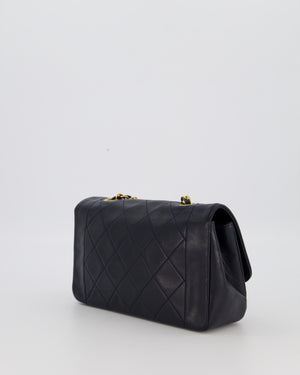 Chanel Black Vintage Small Diana Flap Bag in Lambskin Leather with 24K Gold Hardware
