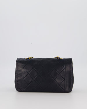Chanel Black Vintage Small Diana Flap Bag in Lambskin Leather with 24K Gold Hardware