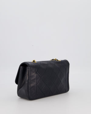 Chanel Black Vintage Small Diana Flap Bag in Lambskin Leather with 24K Gold Hardware