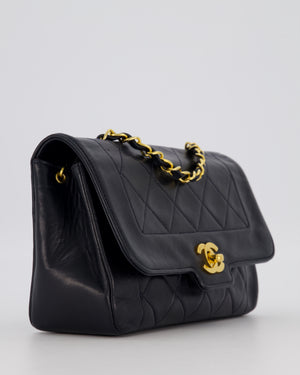 Chanel Black Vintage Small Diana Flap Bag in Lambskin Leather with 24K Gold Hardware
