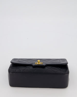 Chanel Black Vintage Small Diana Flap Bag in Lambskin Leather with 24K Gold Hardware