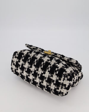 Chanel Small 19 Flap Bag in Black and White Houndstooth Quilted Tweed with Mixed Hardware