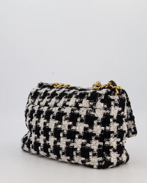 Chanel Small 19 Flap Bag in Black and White Houndstooth Quilted Tweed with Mixed Hardware