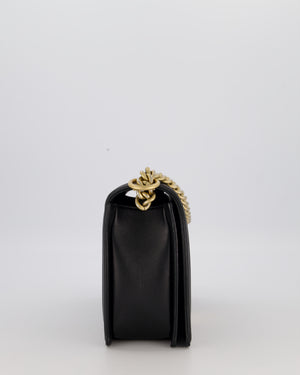 Chanel Black Medium Boy Bag in Quilted Lambskin Leather with Brushed Gold Hardware