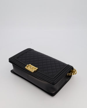 Chanel Black Medium Boy Bag in Quilted Lambskin Leather with Brushed Gold Hardware