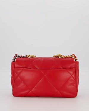 Chanel Small 19 Flap Bag in Coral Red Quilted Goatskin Leather with Mixed Hardware