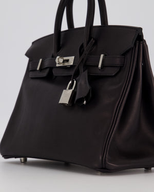 Hermès Birkin 25 Retourne Bag in Noir Volupto Leather with Palladium Hardware