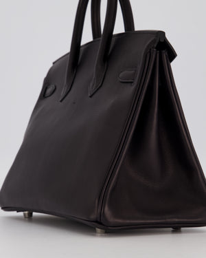 Hermès Birkin 25 Retourne Bag in Noir Volupto Leather with Palladium Hardware