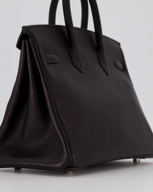 Hermès Birkin 25 Retourne Bag in Noir Volupto Leather with Palladium Hardware