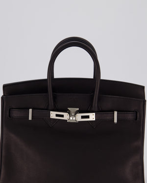 Hermès Birkin 25 Retourne Bag in Noir Volupto Leather with Palladium Hardware