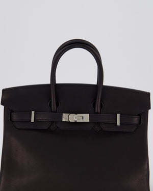 Hermès Birkin 25 Retourne Bag in Noir Volupto Leather with Palladium Hardware