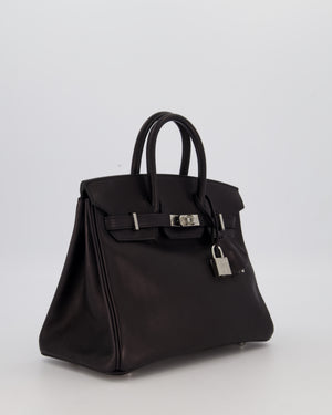 Hermès Birkin 25 Retourne Bag in Noir Volupto Leather with Palladium Hardware
