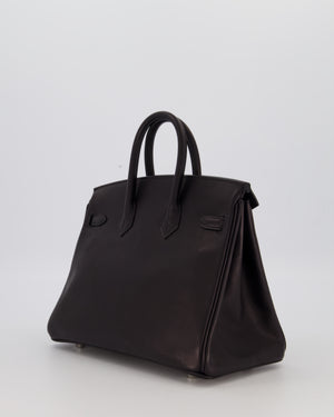 Hermès Birkin 25 Retourne Bag in Noir Volupto Leather with Palladium Hardware