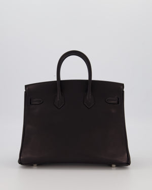 Hermès Birkin 25 Retourne Bag in Noir Volupto Leather with Palladium Hardware