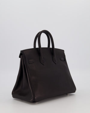 Hermès Birkin 25 Retourne Bag in Noir Volupto Leather with Palladium Hardware