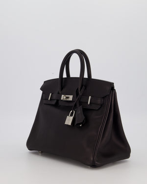 Hermès Birkin 25 Retourne Bag in Noir Volupto Leather with Palladium Hardware