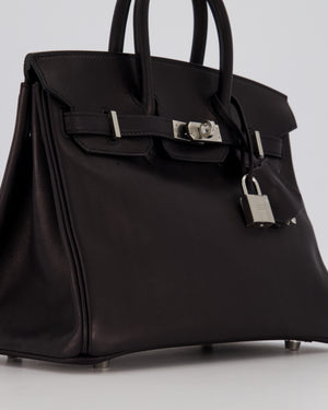 Hermès Birkin 25 Retourne Bag in Noir Volupto Leather with Palladium Hardware