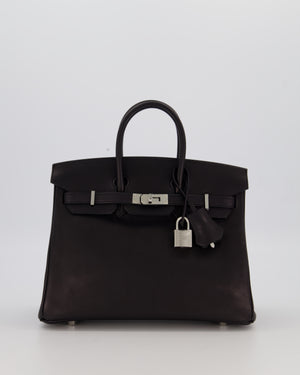 Hermès Birkin 25 Retourne Bag in Noir Volupto Leather with Palladium Hardware
