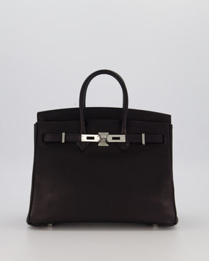Hermès Birkin 25 Retourne Bag in Noir Volupto Leather with Palladium Hardware