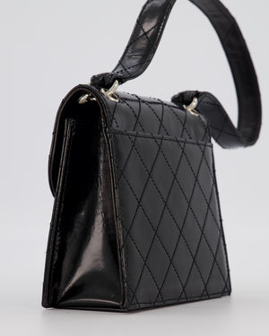 Chanel Black Vintage Black Top Handle Bag in Patent Leather with Silver Hardware