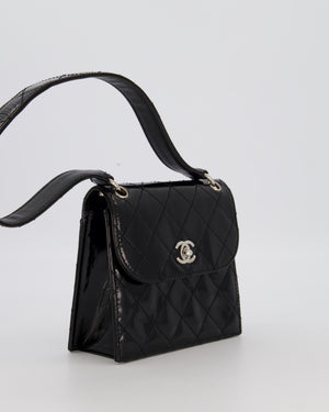 Chanel Black Vintage Black Top Handle Bag in Patent Leather with Silver Hardware