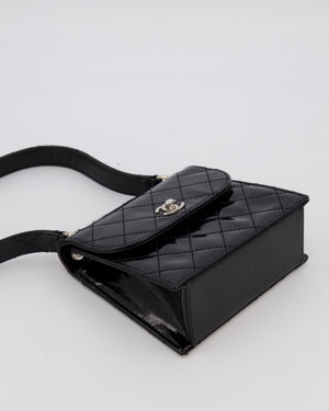 Chanel Black Vintage Black Top Handle Bag in Patent Leather with Silver Hardware