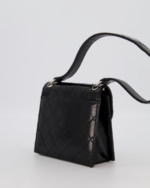 Chanel Black Vintage Black Top Handle Bag in Patent Leather with Silver Hardware