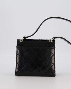 Chanel Black Vintage Black Top Handle Bag in Patent Leather with Silver Hardware